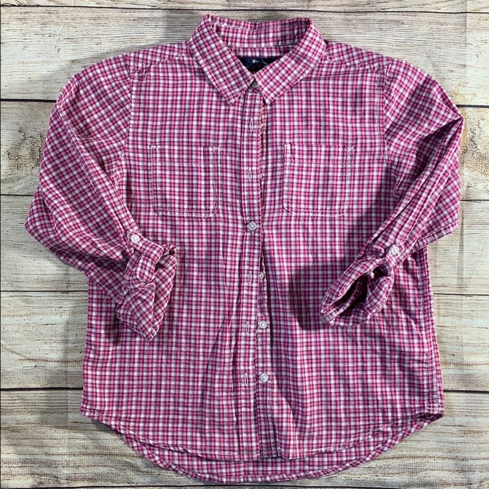 Gap plaid button down girls XL top‎